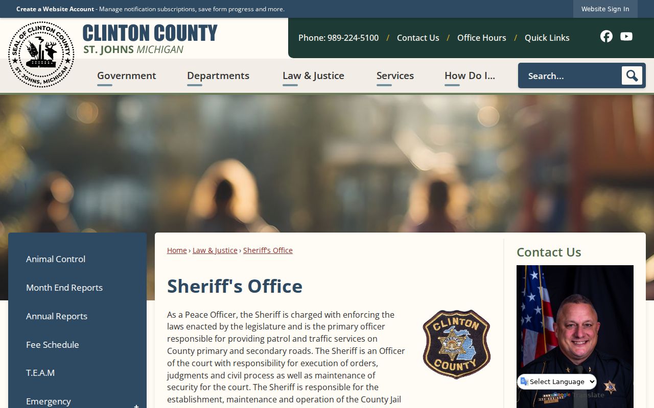 Clinton County warrant lookup reference page for sheriff service questions