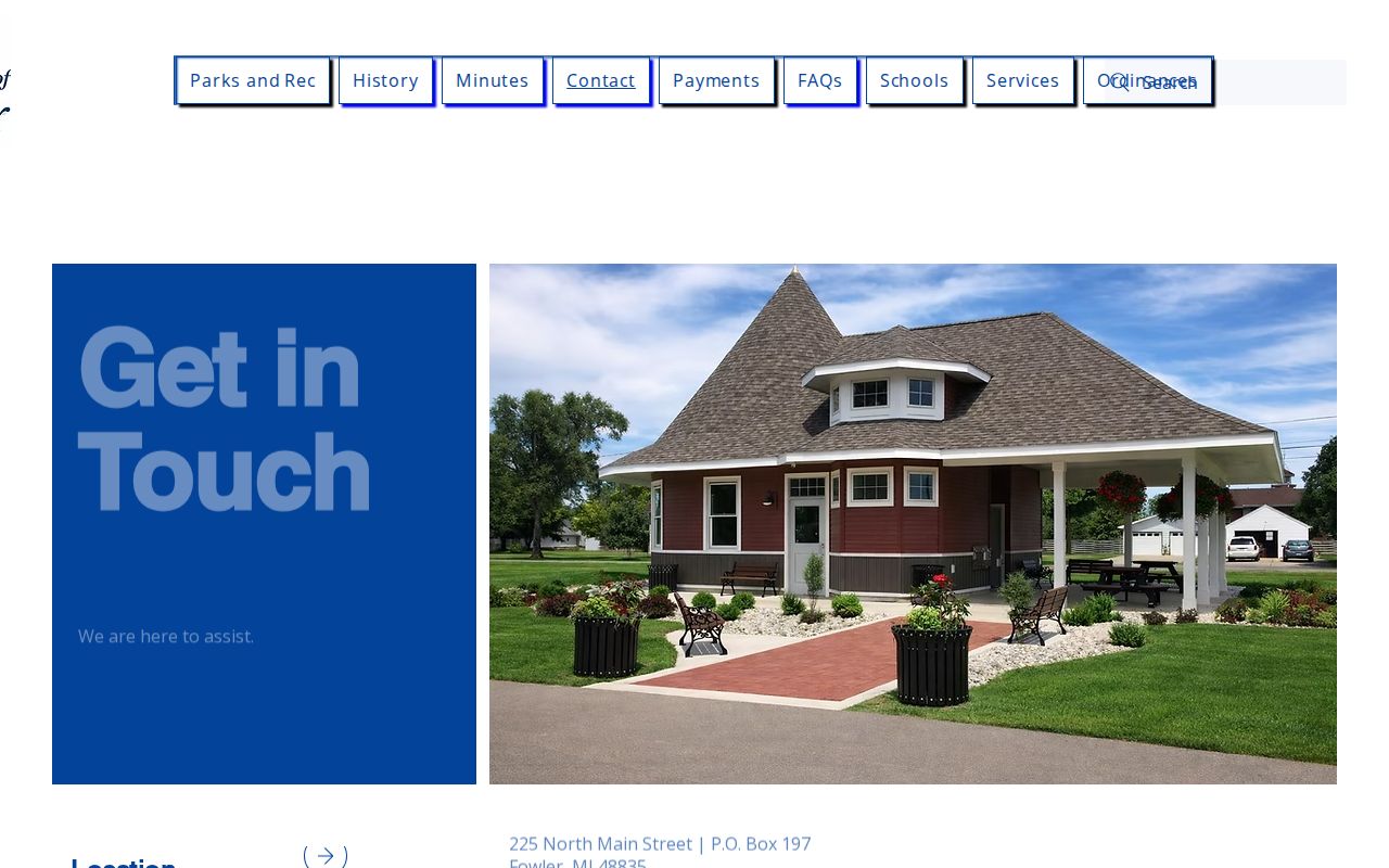 Fowler village hall contact page for warrant record questions