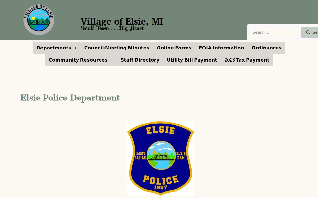 Elsie police department page used for warrant record requests