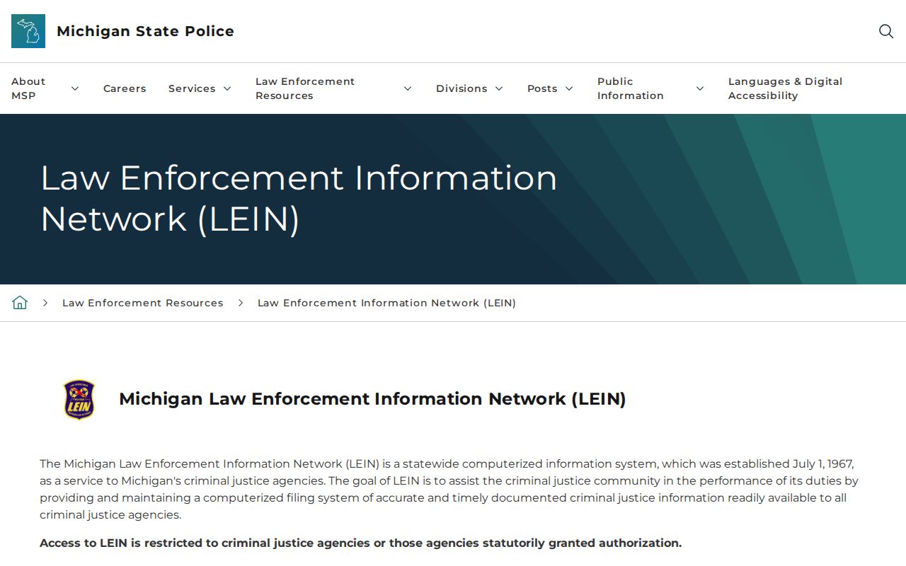 Clinton County outstanding warrant records and the restricted state LEIN system