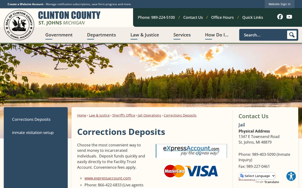 Clinton County jail deposit kiosk used for arrest warrant bond payments
